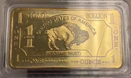 One Troy Ounce 100 Mills .999 Fine Gold Bar- Unverified