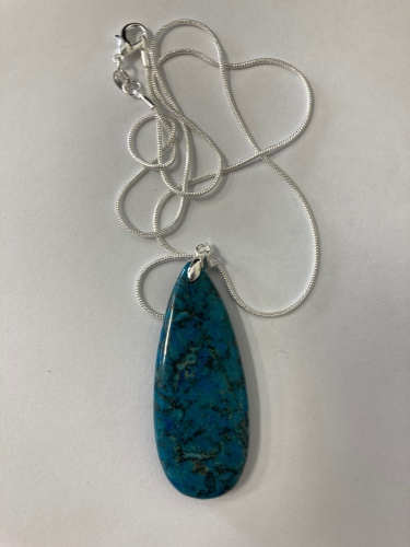 Blue Crazy Lace Agate Teardrop Necklace