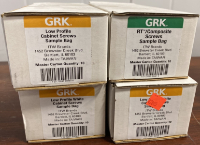 (3) GRK Low Profile Cabinet Screws Sample Bag, (1) GRK RT/ Composite Screws Sample