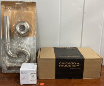 (1) Chicago Faucets 10-17 ABCP Angle Stop Chrome Plate Full Flow, (1) Delta Standard Traditional Bath Diverter, (1) Sink &ldquo;P&rdquo; Trap