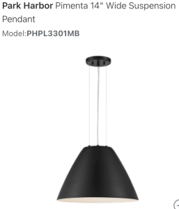 (1) Park Harbor Pimenta 14" Wide Suspension Pendant