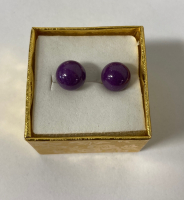 Polished Amethyst Stud Earrings