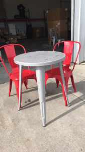 (1) Metal Table (2) Metal Chairs