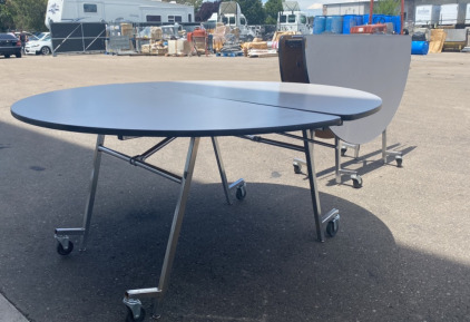 (2) 58&rdquo;x30&rdquo; White Tables on Wheels