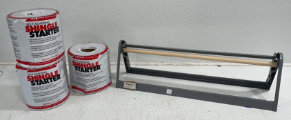 (3) Rolls Of Self-Adhering Shingle Starter, And Large Paper Towel/Shop Towel Rack With Cutter