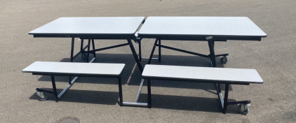 96&rdquo;x32&rdquo; BU-8 Sher-lok Mobile Cafeteria Style Table With Wheels Sits 8-12
