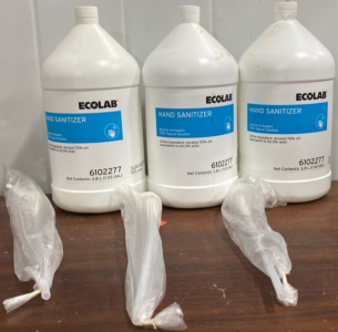 (3) 3.8 L EcoLab Hand Sanitizer Alcohol Antiseptic 70% Topical Solution With (3) Pumps