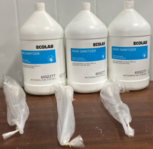 (3) 3.8 L EcoLab Hand Sanitizer Alcohol Antiseptic 70% Topical Solution With (3) Pumps