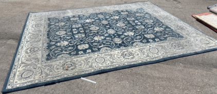 7ft 10inch x 10 ft Blue and Grey Mandala Rug