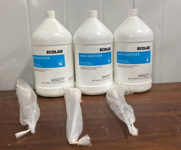 (3) 3.8 L EcoLab Hand Sanitizer Alcohol Antiseptic 70% Topical Solution With (3) Pumps