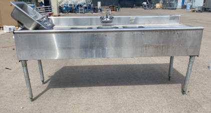 72&rdquo;x21&rdquo;x31&rdquo; Stainless Steel Triple Dishwashing Sink