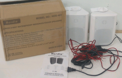 (2) Herdio 4" Waterproof Indoor/Outdoor Speakers