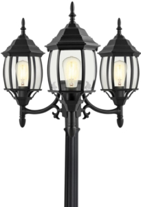 PARTPHONER 3-Head Outdoor Lamp Post Light