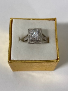 Emerald Cut .925 Sapphire In Size 7.5