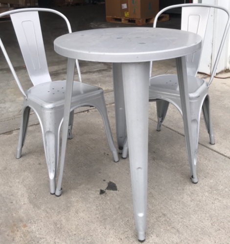 (1) Metal Table (2) Metal Chairs