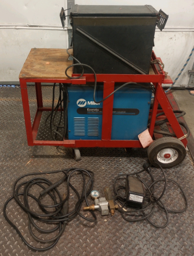 Miller Econotig AC/DC Welder Power Source On Welding Cart With Accessories