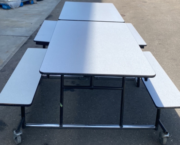 96”x36” White Bench Cafeteria Table 4 Benches 2-3 people per bench