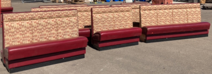 (7) Cushioned Restaurant Booths Maroon and Beige