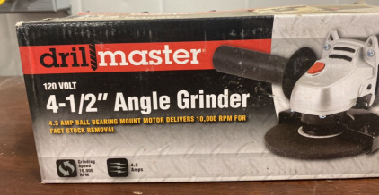 Drill Master 120 Volt 4-1/2&rdquo; Angle Grinder 4.3 AMP Ball Bearing Mount Motor Delivers 10,000 RPM for Fast Stock Removal