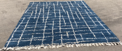 8x10 Blue and White Rug With Tassels SP 10
