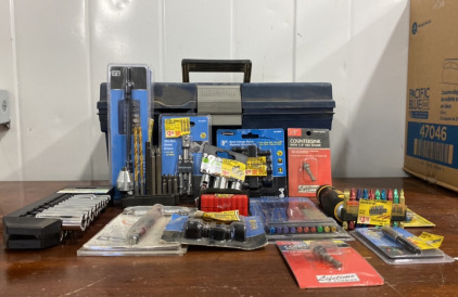 (1) BenchTop Tool Box, (1) 3 Piece Hex Drill Socket Extensions Sizes 1/4&rdquo;,3/8&rdquo;,1/2&rdquo;, (1) 1/2&rdquo; Countersink with 1/4&rdquo; Hex Shank, (1) Warrior 10pc 6&rdquo; Colored Power Bit Ser, (1) Warrior Magnetic Bit Holder, and more!