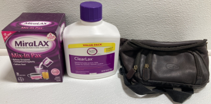 MiraLax 20 Mix-In Pax, ClearLax Powder, Brown Fanny Pack
