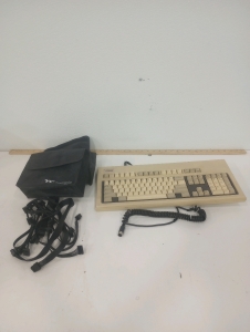 (1) Vintage Collectable Compaq Enhanced Keyboard (6) Thermal take Power adapter Cords