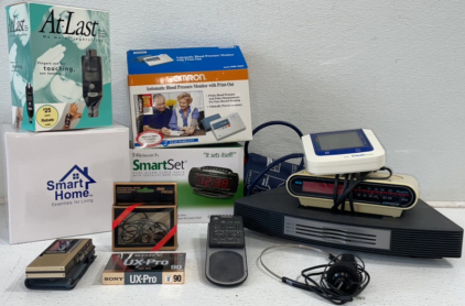 Vintage Olympus PearlCorder L200, Vintage Sony High Bias Cassette, Blood Monitoring Equipment, Disc Changer, And More!