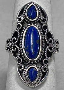(1) Blue Sapphire Oval Cut And Faceted .925 Ladies Fashion Ring Size 10