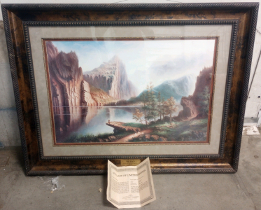42" x 33" Signed Betty Spooner " The Rock" Linted Edition Of 1200 Art Print In Large Wood Frame