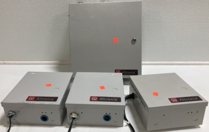 (3) Altronix Power Boxes, (1) Altronix Large Power Supply Box