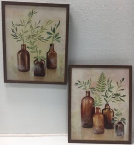 (2) Bottle And Plant Paintings