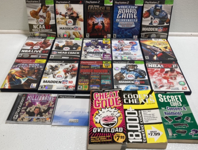 (15) PlayStation 2 Games, (1) PlayStation Game, (3) Cheat Code Books