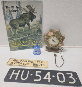 Assorted Signs, Alaska Bell, Marble Clock