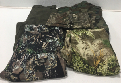(4) Pairs Of Camo Pants, Camo Curtains