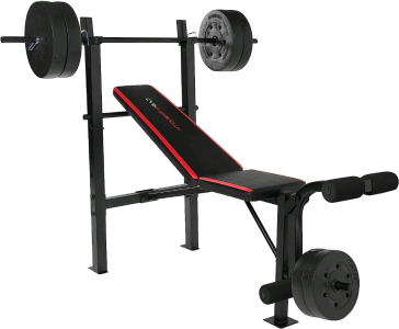 CAP Strength Standard Bench with 100 lb Weight Set, Leg Developer