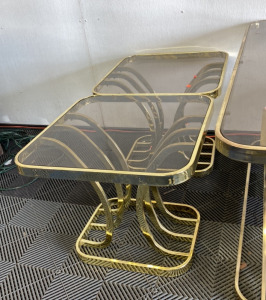 3 Piece Golden Colored Metal Table Set