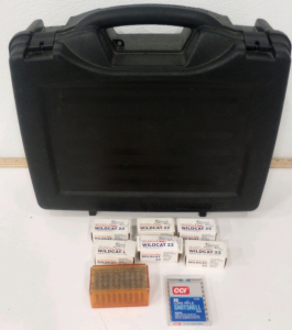 (300) Winchester Wildcat .22 LR Ammunition (50) .22 Magnum Ammunition (20) CCI .22lr Shotshell Ammunition (1) Plano Protector 16" x 13" x 6" Ammo/Gun Case