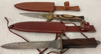 (2) Large Hunting Knives With Sheaths