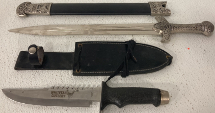 (1) Whitetail Cutlery Medieval Style 20" Dagger With Sheath- 8" Hunting Style Knife With Sheath