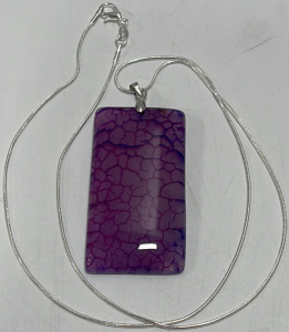 (1) 147.20ct Purple Dragon Veins Agate Gemstone Pendant .925 Silver Necklace