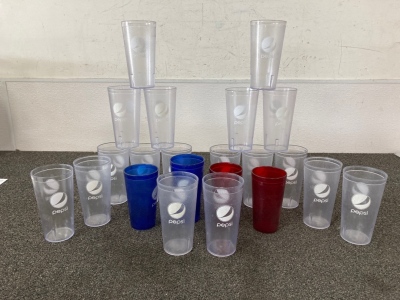(22) Plastic Pepsi Restaurant Cups