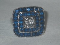 925 Silver Sapphire & C.Z. Ring