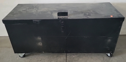 Black Metal Rolling Storage Bin