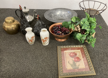 Decorative Bowls, Vases, Chickens, And More