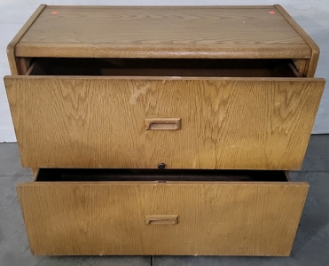 Wood (2) Drawer Filing Cabinet with Lock