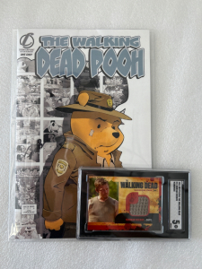 Graded Walking Dead “M11 Norman Reedus Wardrobe” Card and The Walking Dead Pooh Cómic 1 of 1