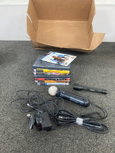 Box of games and accessories