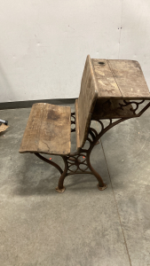 Vintage school Desk Folding Seat In Front Desk In Back Please Inspect