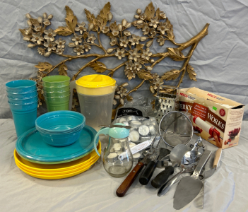 Home Decor: Utensils, Plastic Cups and Plates, Pitcher, Candles and More